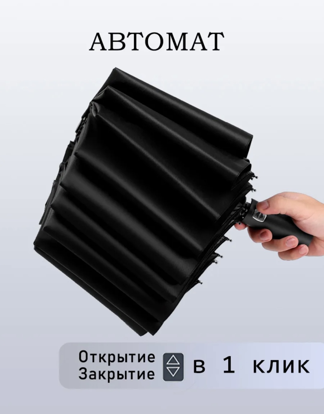Складной зонт автомат черный