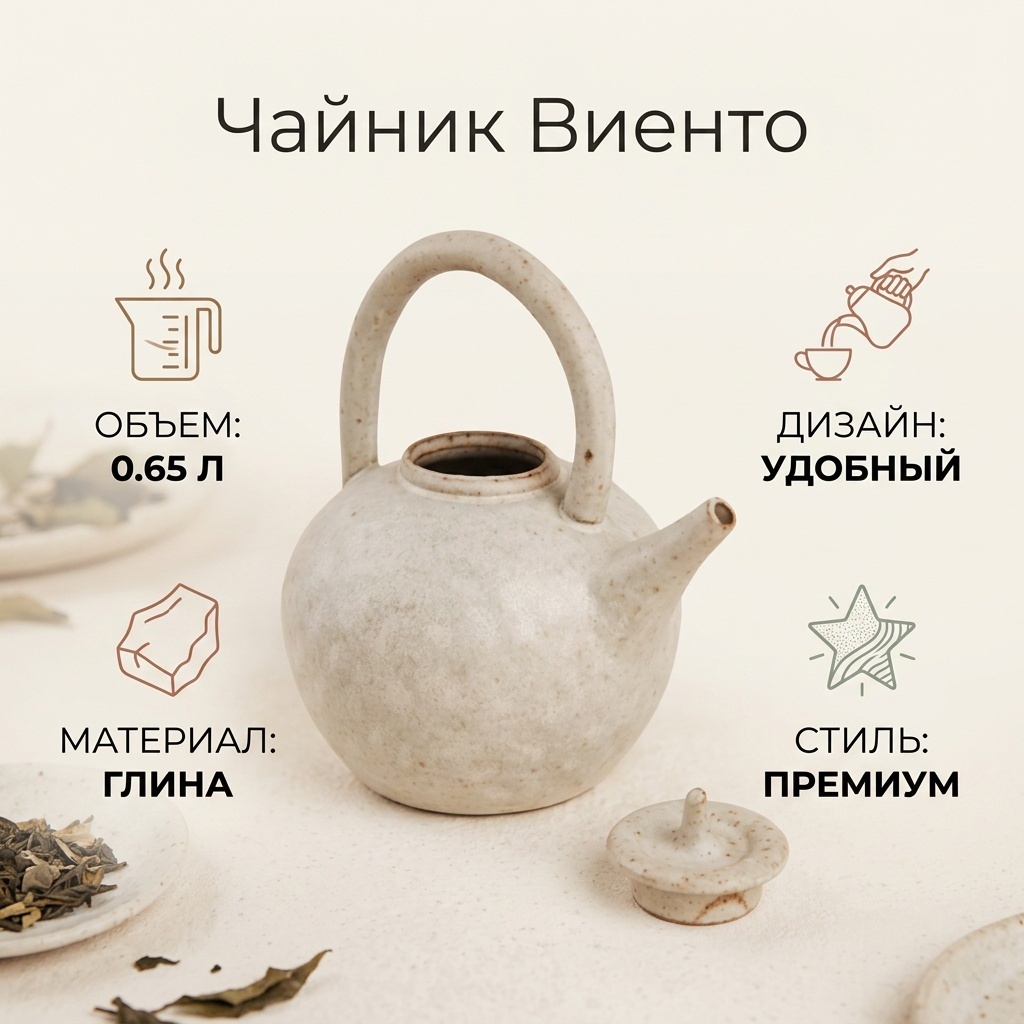 Чайник 605128022 0.65 л, глина