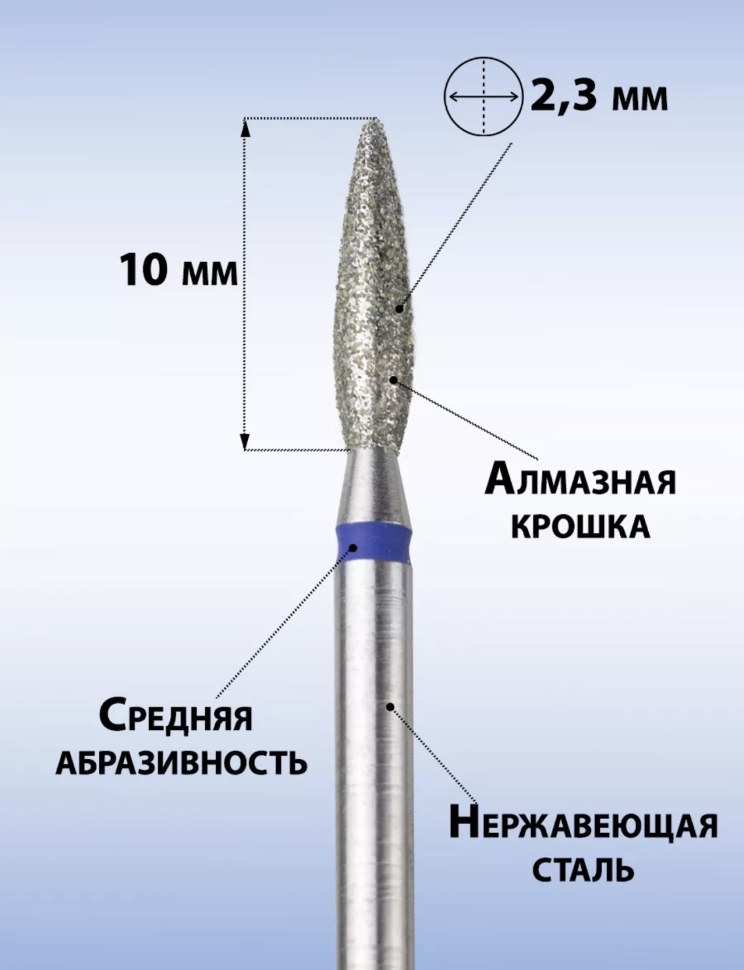 Насадка MANITA PROFESSIONAL 023 фреза пламя закругленное насечка синяя 1 шт