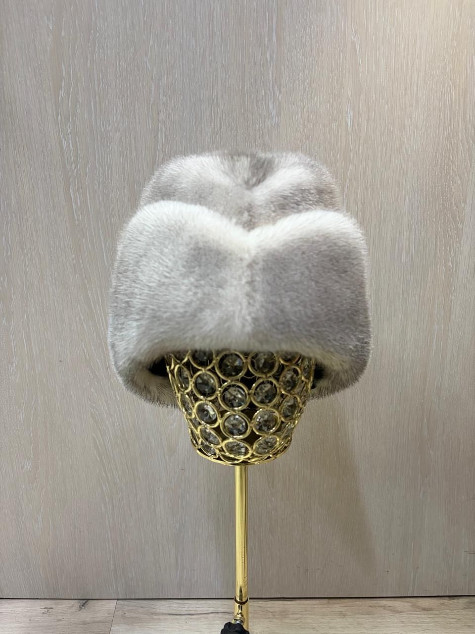 Шапка SemiFur размер 57, 58, 59, 60, серый, бежевый