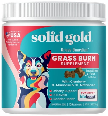 Solid Gold Grass Guardian , добавка от Grass Burn, для собак, с копченым беконом, 120 жевательных таблеток, 216 г витамины