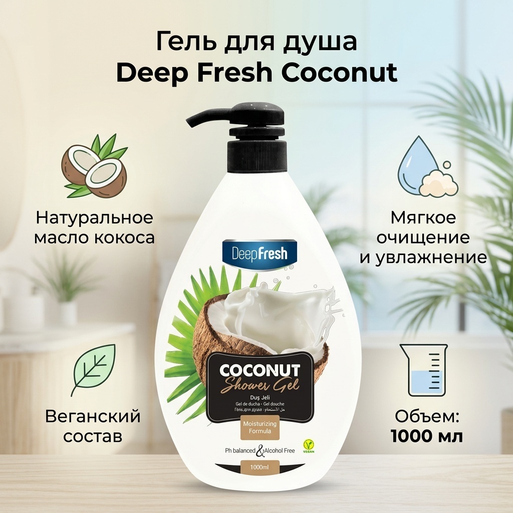 Deep Fresh Гель для душа Coconut гель 1000 мл