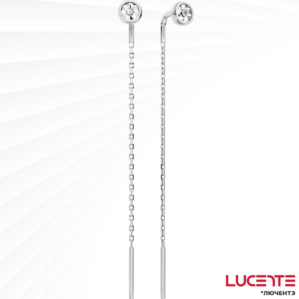 Серьги-цепочки Lucente Бриллианты Якутии ZO-3D00207.14K.W.ZZ вес 0.99 г золото, бриллиант