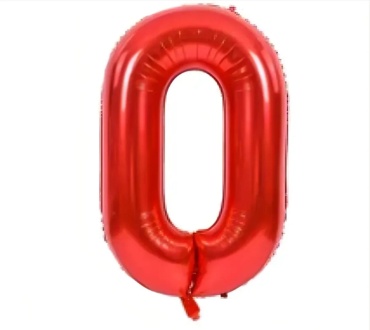 Воздушный шар фольгированный, цифра «0» 1 шт, красный
