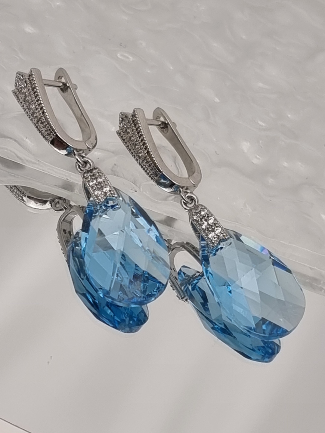 Серьги бижутерный сплав, кристаллы Swarovski