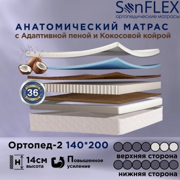 Матрас SonFlex Ортопед-2, 140x200x14 см
