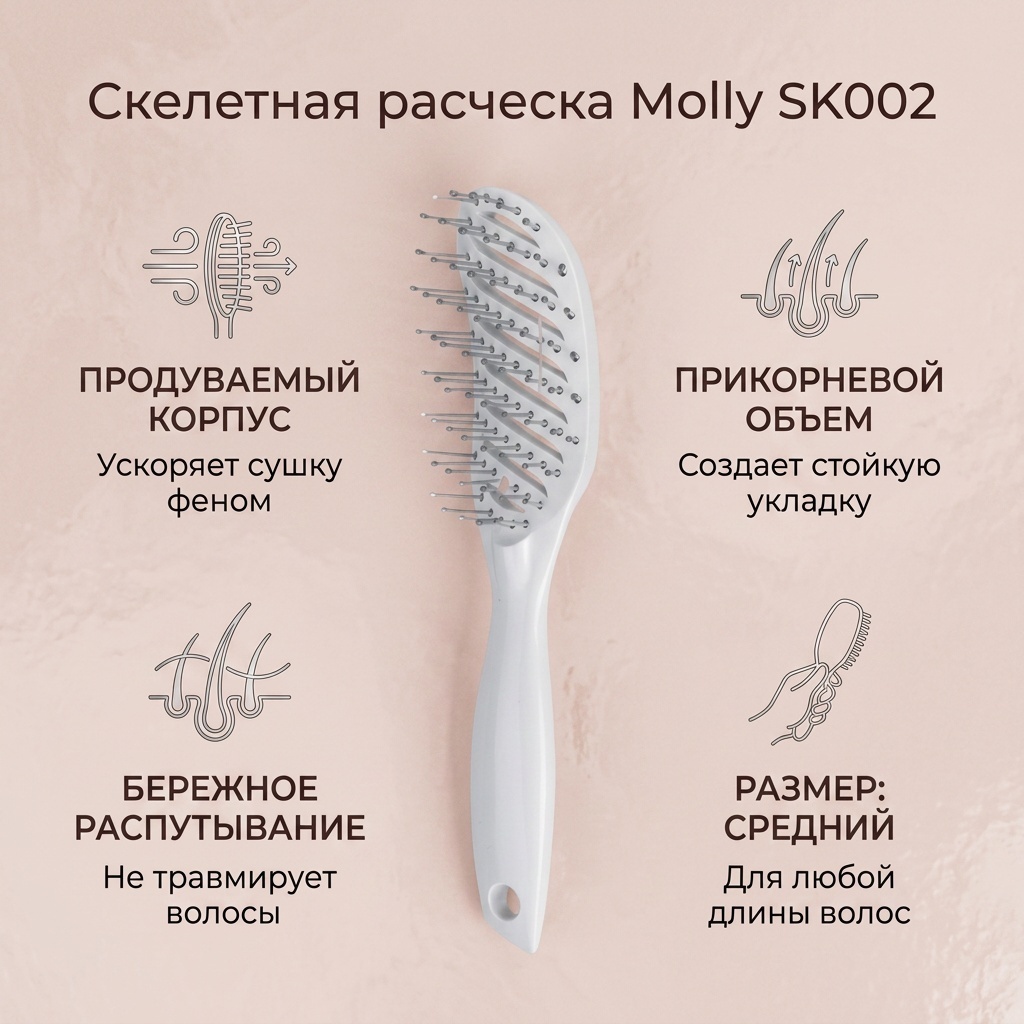 Molly скелетная расческа средняя