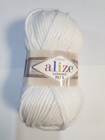 Моток Alize Полушерсть Lanagold Plus 55 Белый 140 м 100 г