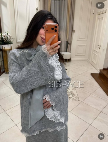 Костюм повседневный серый, серебристый
