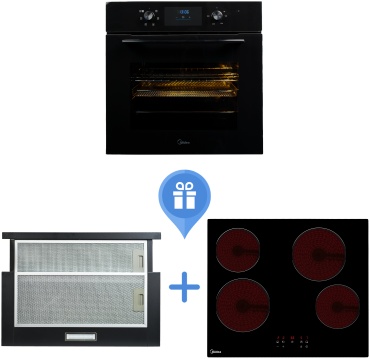 Midea MO22000GB черный + варочная поверхность MCH-B641CK + вытяжка MH60P205B
