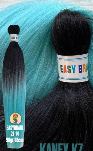 EASY Braid original канекалон гофрированный 2T-14 омбре черно-голубой