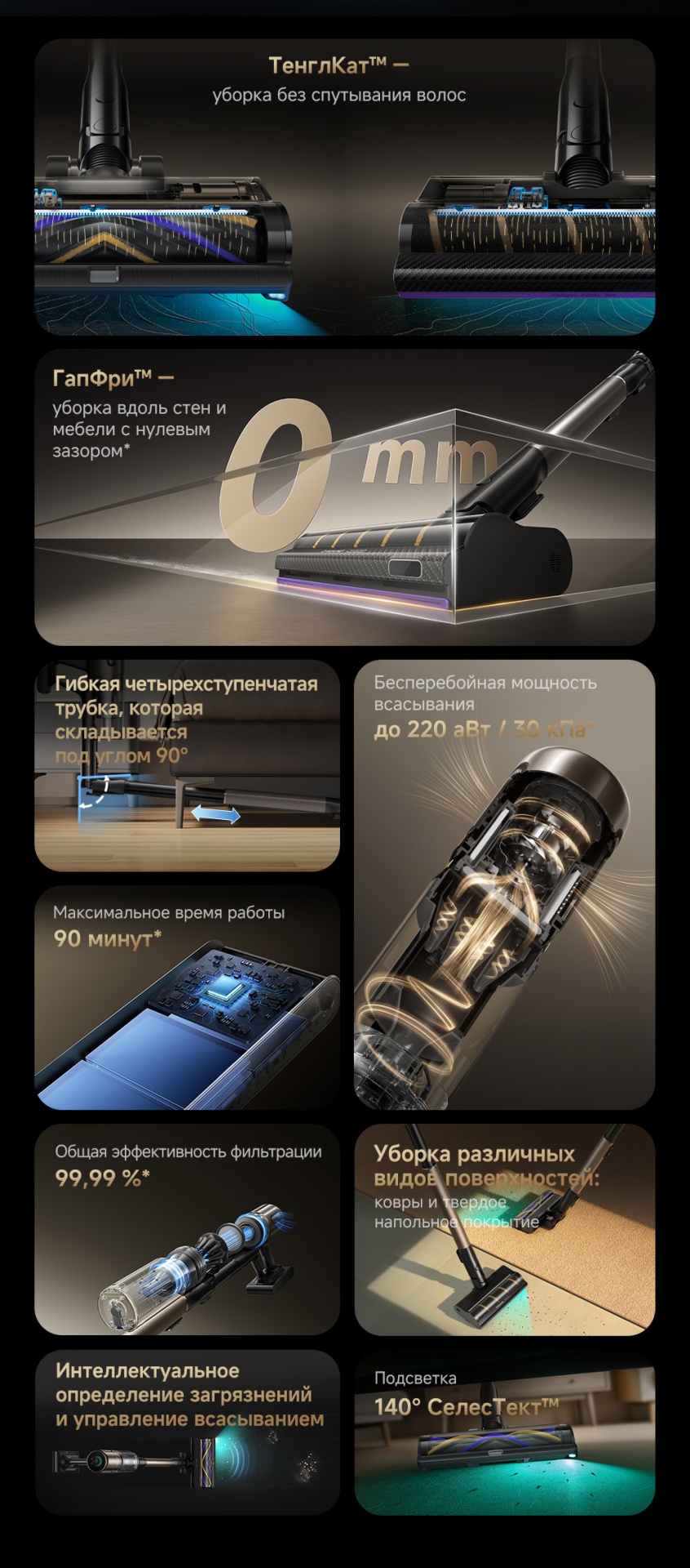 Пылесос DREAME Cordless Vacuum Cleaner Z40 Tangle Cut Flex черный — фото 16