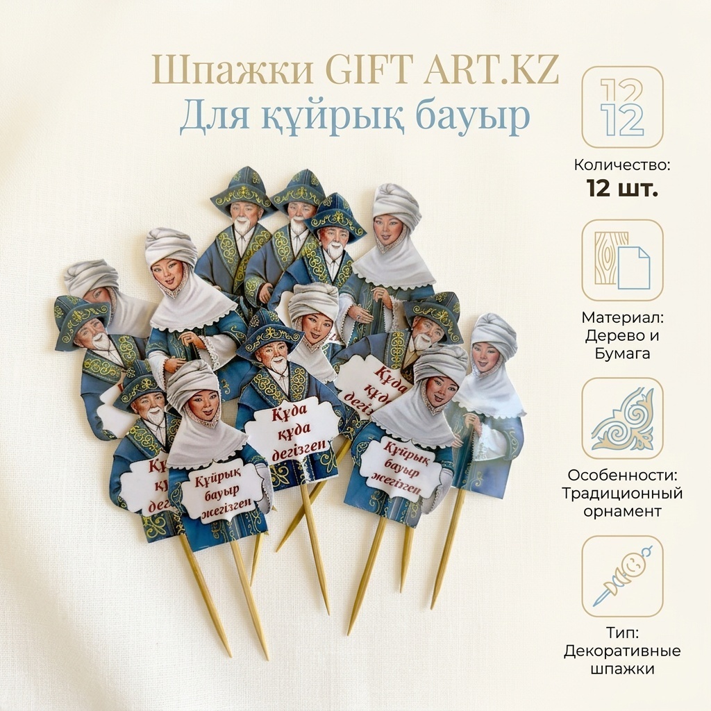 GIFT ART.KZ шпажки Для құйрық бауыр голубой, синий 12 шт