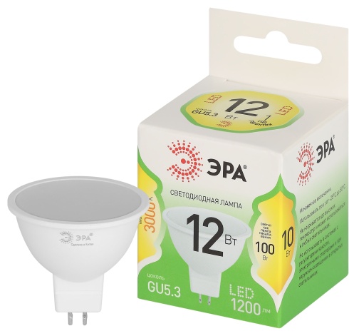 ЭРА 12W GU5.3, светодиодная, теплый белый