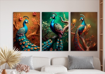 Room Art KZ модульная картина Красочные павлины 200x100 см