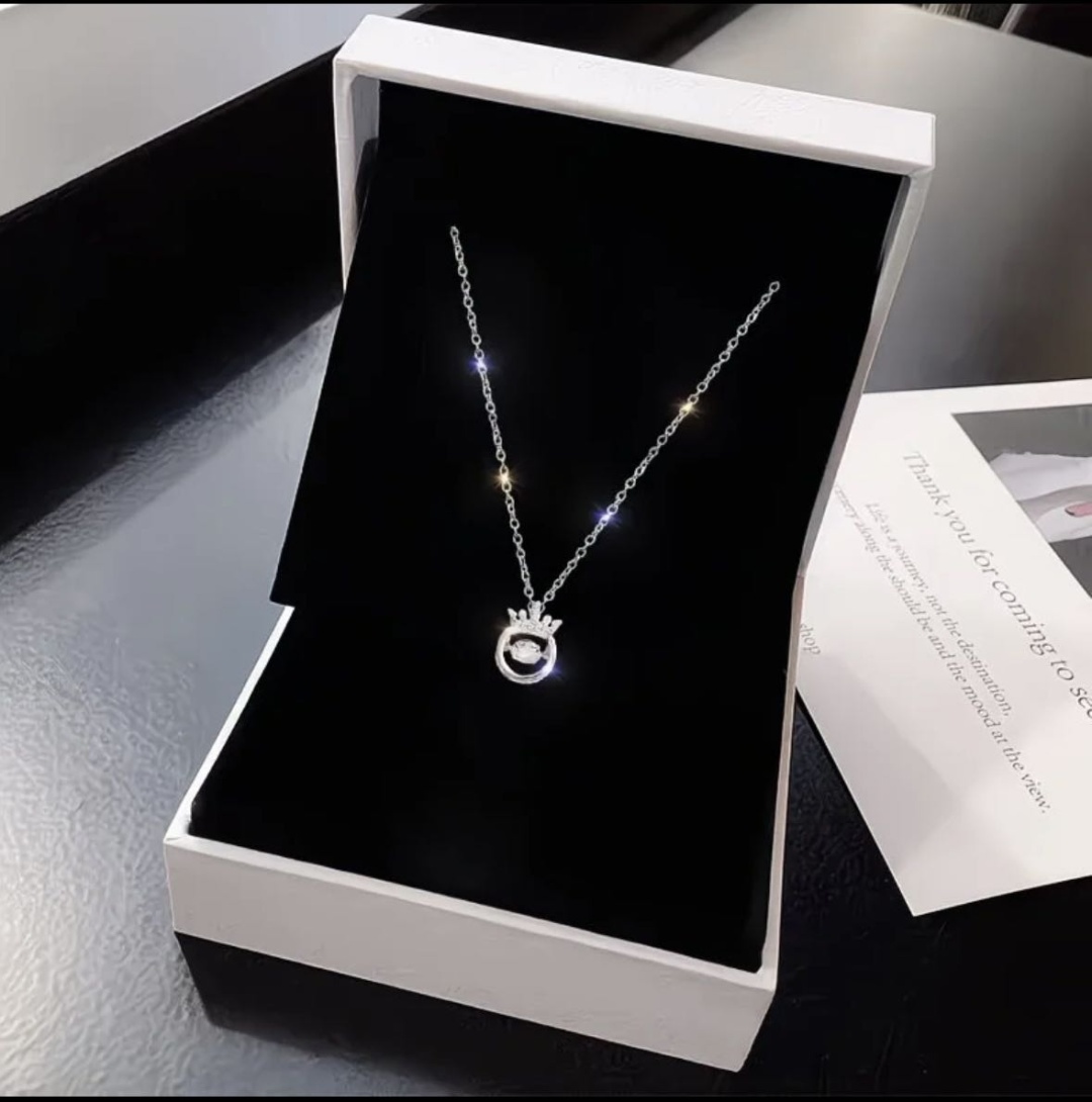 Колье длина 45 см нержавеющая сталь, медицинская сталь, кристаллы Swarovski