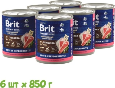 Brit Premium Говядина и рис для всех пород 850 г 6 шт