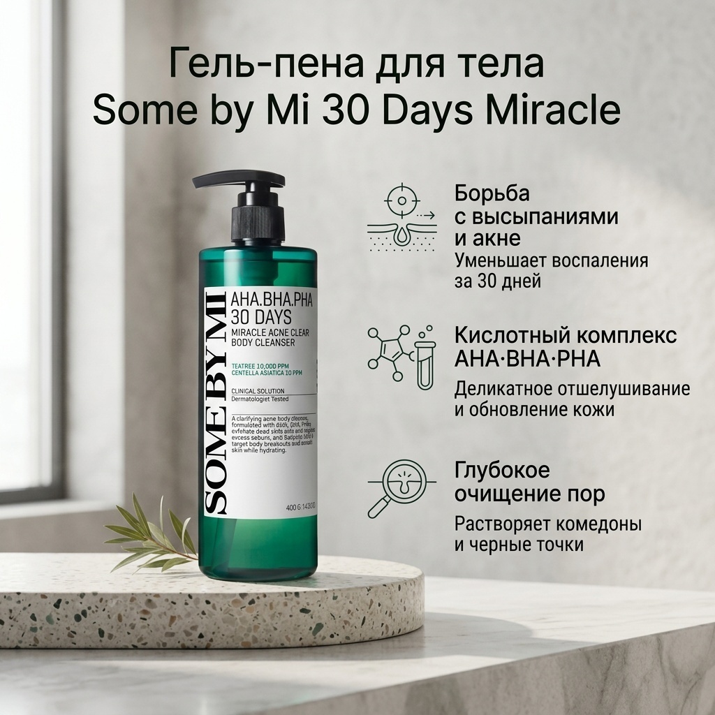 Some by Mi AHA.BHA.PHA 30 Days Miracle Acne Clear Body Cleanser гель-пена 400 г