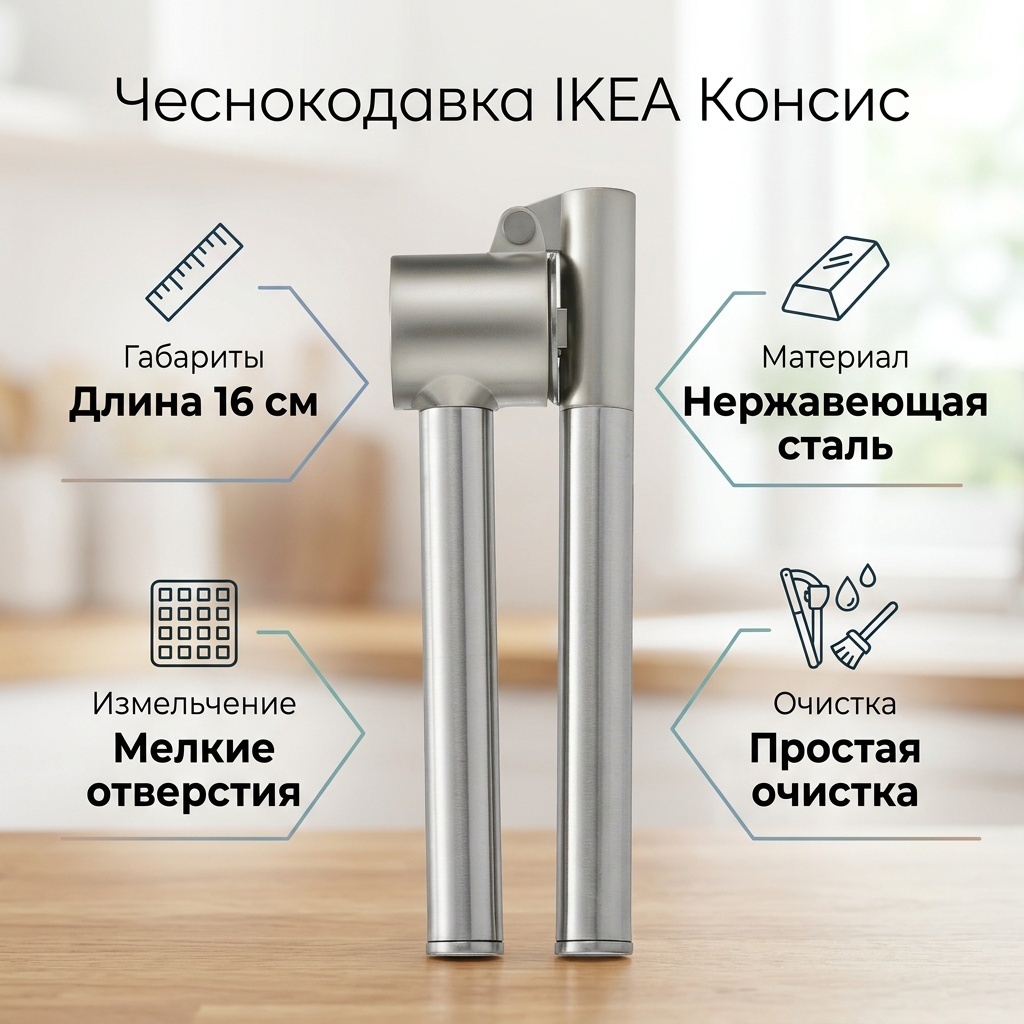 Чеснокодавка IKEA нержавеющая сталь, 1 шт