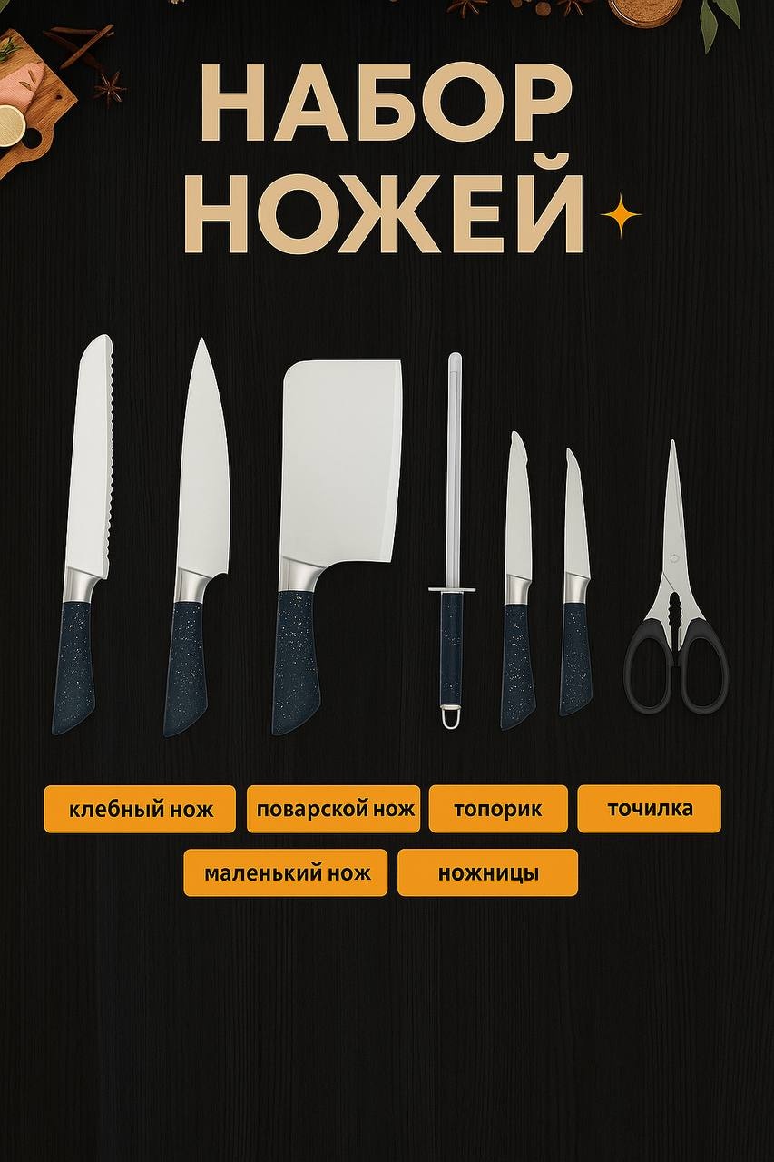 Нож универсальный , лезвие: нержавеющая сталь 6 шт