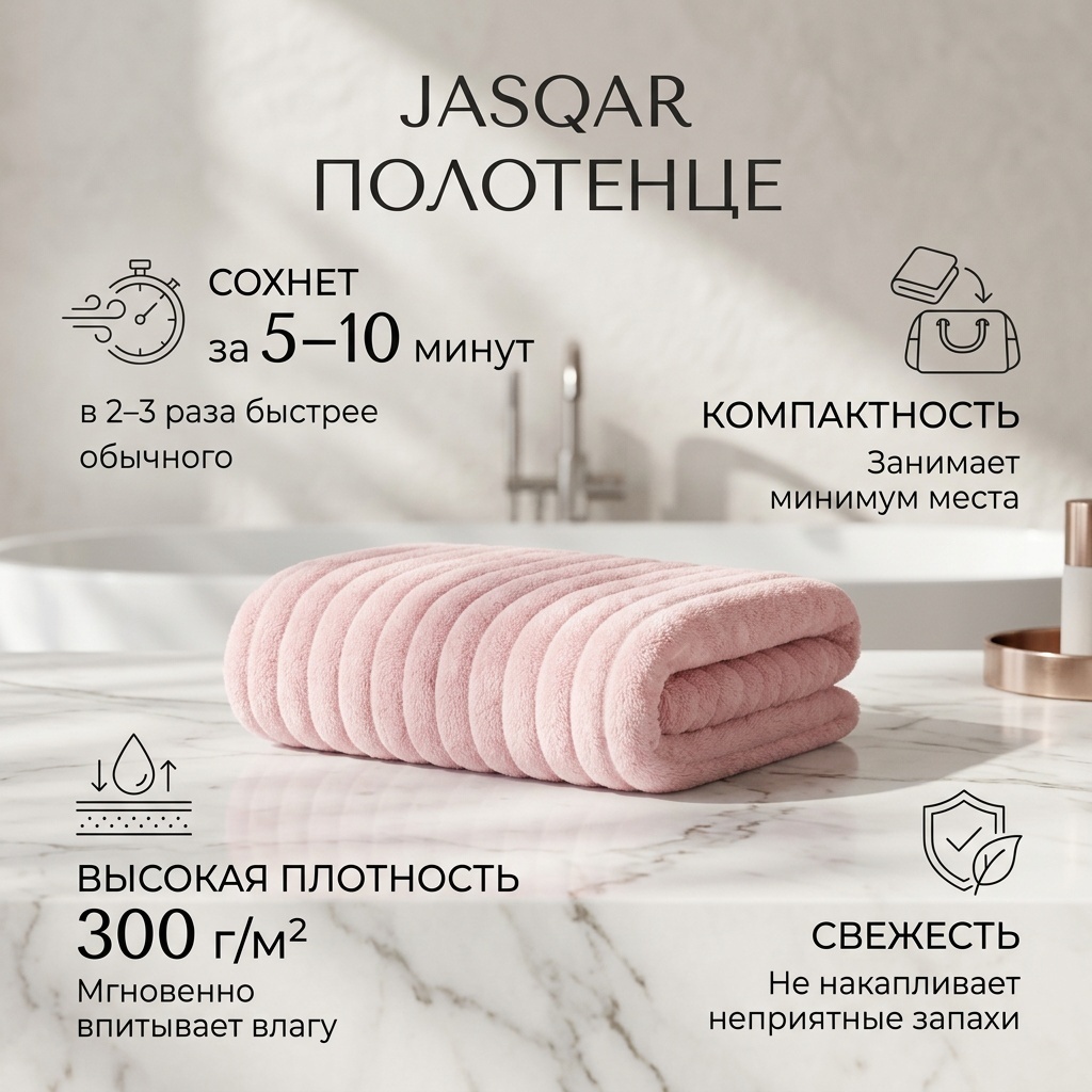 Полотенце JASQAR 140x70 см, микрофибра, 1 шт,