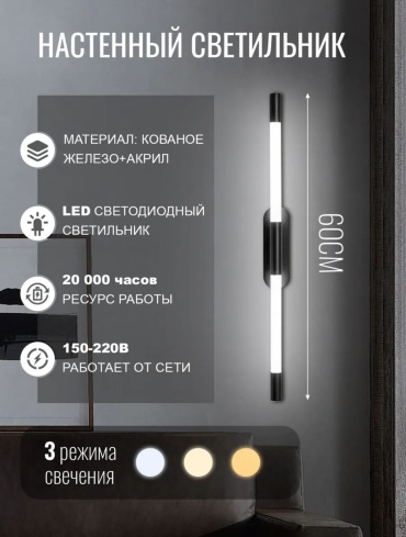Бра настенный LED, черный