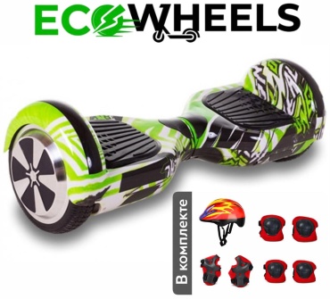 EcoWheels гироскутер Гироскутер EcoWheels +Шлем и Наколенники 700 6.5 дюйм. зеленый