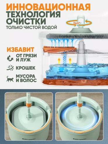 Комплект для уборки универсальная Homettler, материал насадки: микрофибра, микроволокно, зеленый