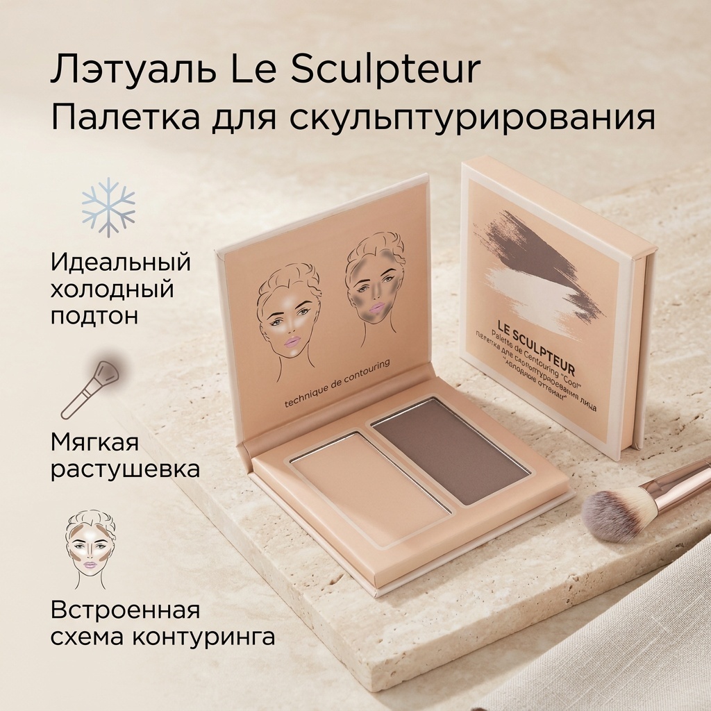 Лэтуаль Палетка для скульптурирования лица в холодных оттенках Le Sculpteur скульптор Le Sculpteur