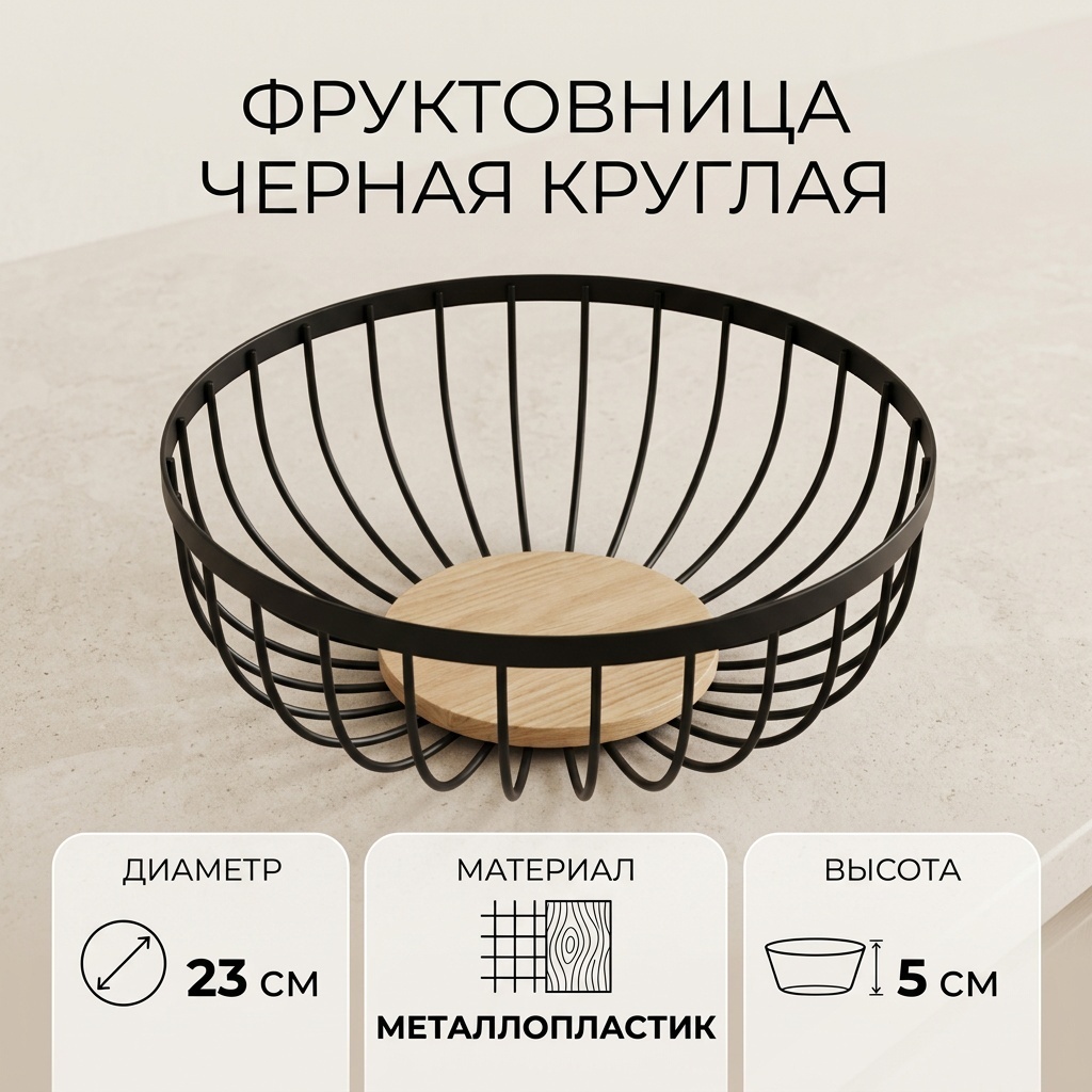 Фруктовница 1 шт, металлопластик, 5х23 см