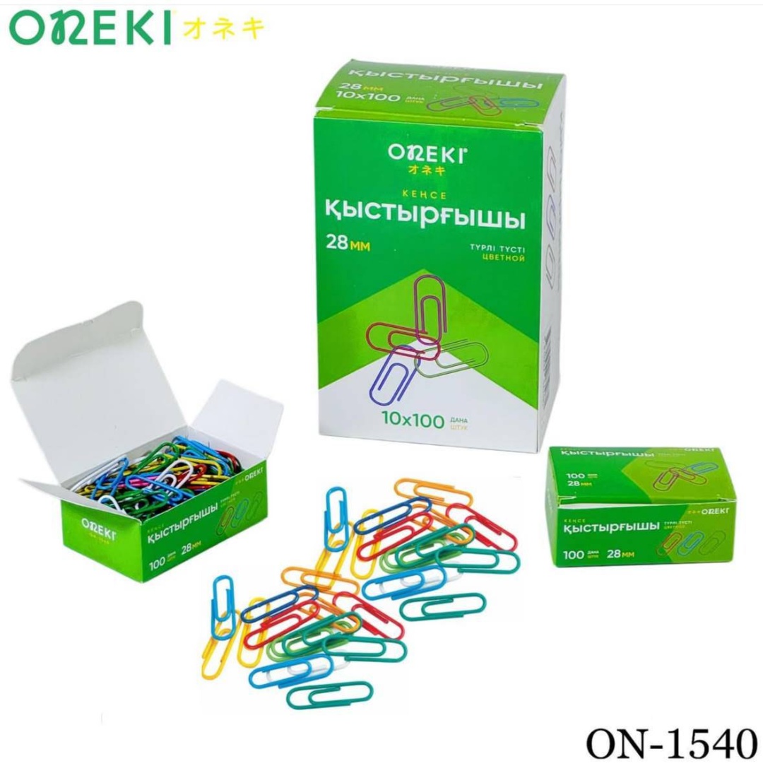 Скрепки Oneki ON-1540, 100 шт, 28 мм, мультиколор