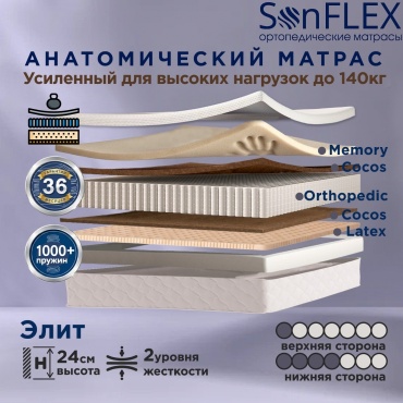 Матрас SonFlex Элит, 175x210x24 см