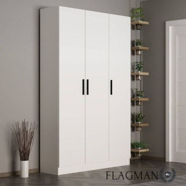 Распашной шкаф FLAGMAN Алена 3Д без зеркала, 120x190х45 см, белый