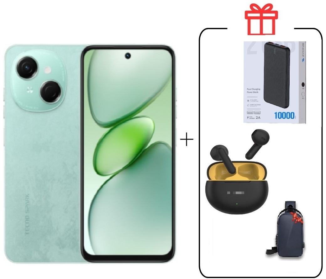 Смартфон TECNO SPARK Go 1 3 ГБ/64 ГБ зеленый + подарок