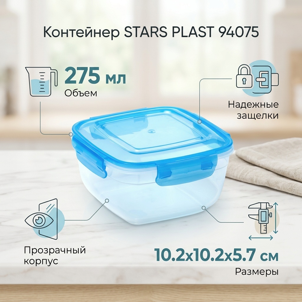 STARS PLAST контейнер 94075 1 шт, пластик