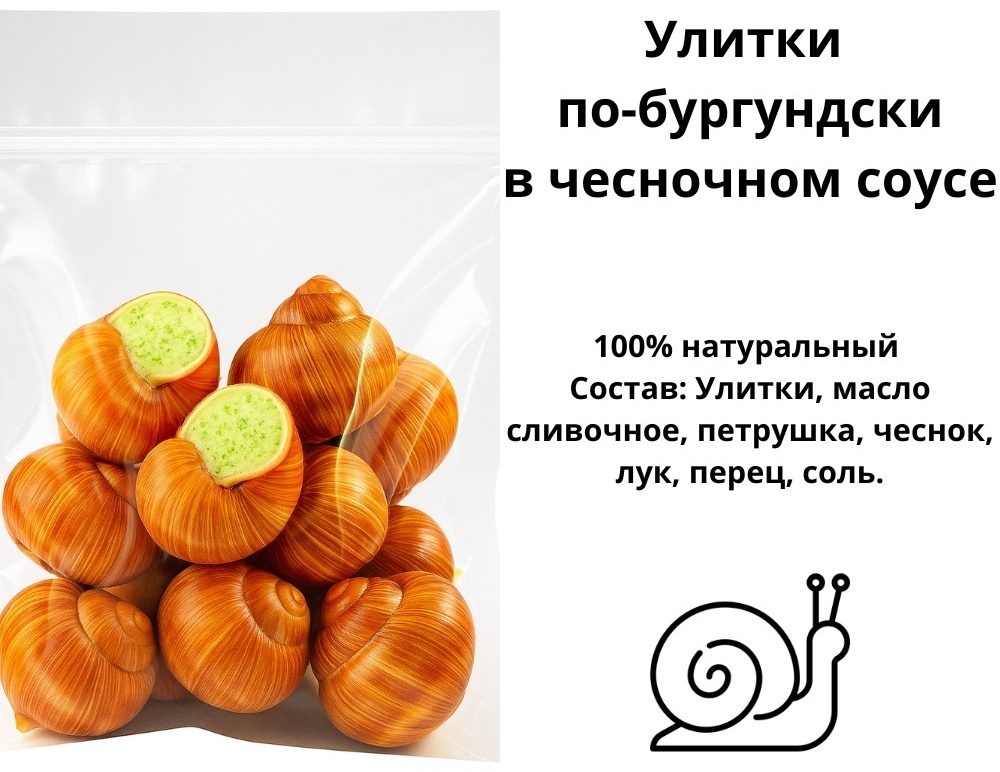 Азов Трейд улитки по-бургундски в чесночном соусе свежемороженные 200 г