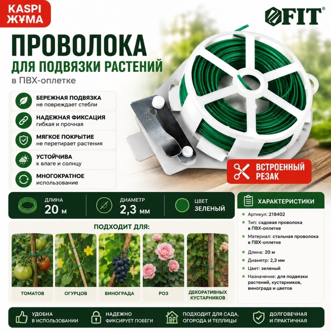 Аксессуары для подвязки для кустарников, для вьющихся растений FIT 200x2 см, пластик
