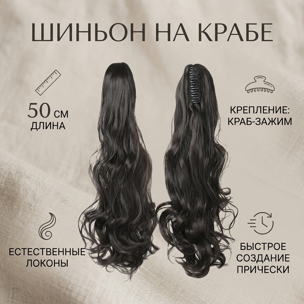 Шиньон на крабе черный женский