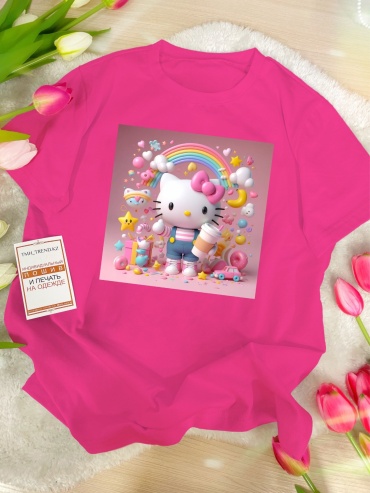 Футболка Хелоу Кити Hello Kitty TMH_TREND.KZ  TMH_TREND.KZ малиновый