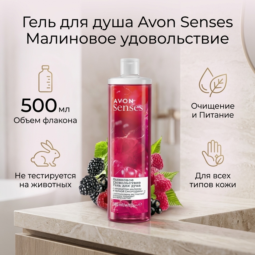 Avon Малиновое удовольствие гель 500 мл