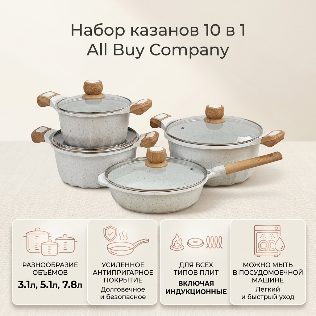 Набор казанов All Buy Company 10 в 1