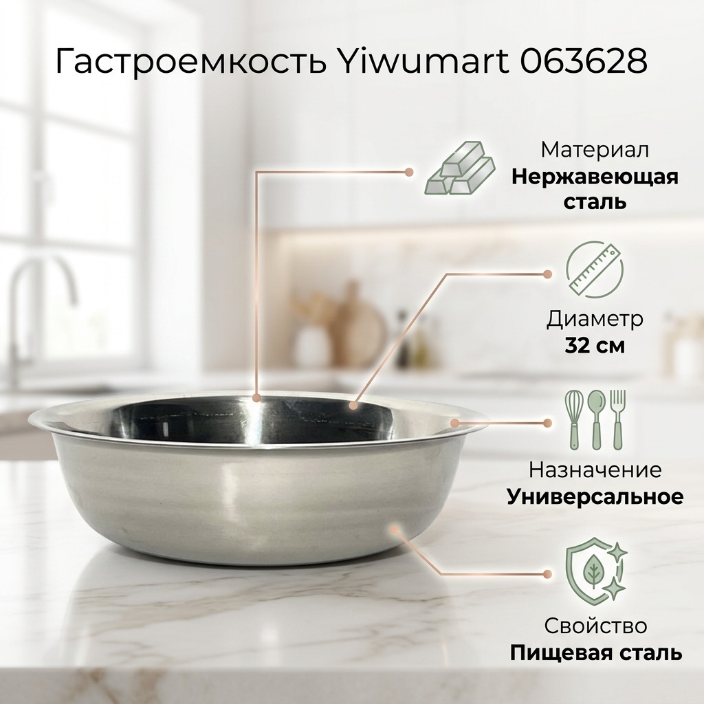 Yiwumart гастроемкость 063628, нержавеющая сталь