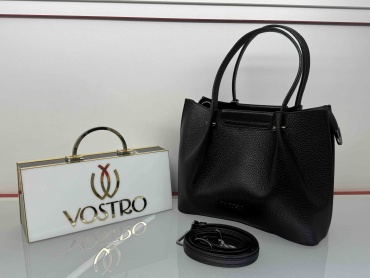 Сумка тоут Vostro натуральная кожа черный