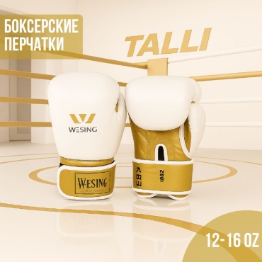 Боксерские перчатки talli 12 oz белый, золотистый
