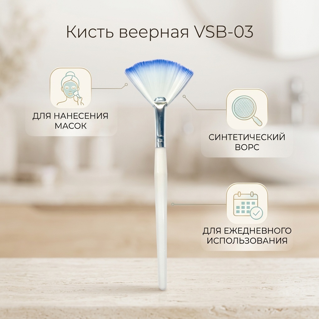 Кисть веерная косметологическая