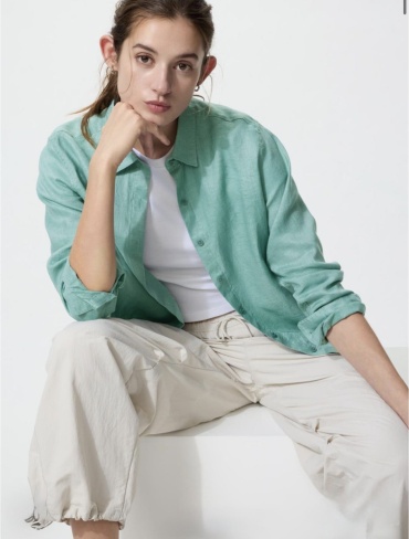 Рубашка Uniqlo зеленый