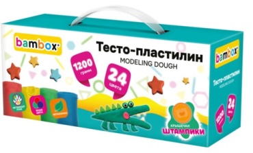 Тесто д/лепки 24цв 1200г крышки-штампики BAMBOX 107249