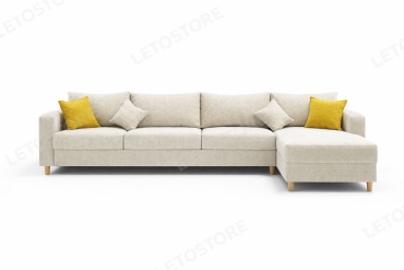 Угловой диван Letostore AURA, 380х160 см, обивка ткань, бежевый