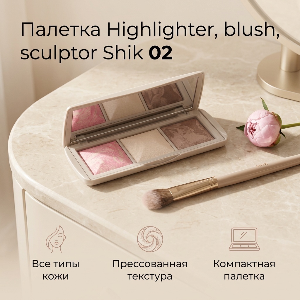 Shik Highlighter, blush, sculptor хайлайтер, румяна, скульптор 02