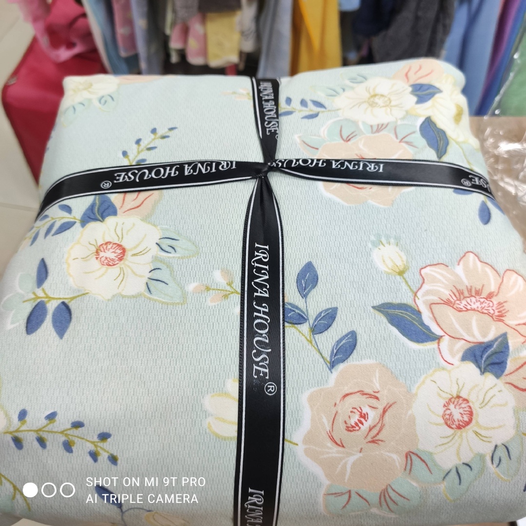 Пододеяльник двуспальный Полевые цветы 200x230 голубой, мультиколор, небесный